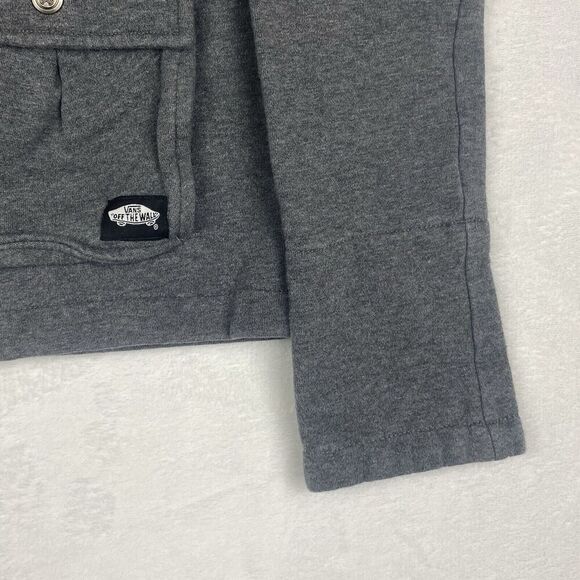 Vans Sweater Jacket Womens Small Gray Hooded Pockets Snap on Sweatshirt Casual - Picture 4 of 8